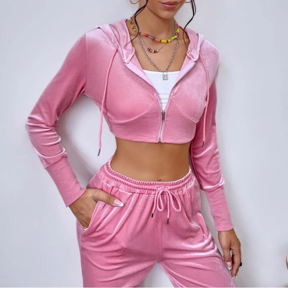 Velour pink tracksuit